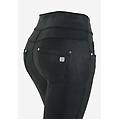 pantalone skinny vita media senza bottoni in similpelle nero donna extra small