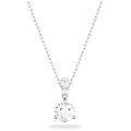 pendente solitaire taglio round bianco placcato rodio os