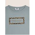 t-shirt manica corta con grafica animalier e logo azzurro donna small