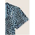 t-shirt slim fit cropped con stampa animalier leopard animalier on blue donna small
