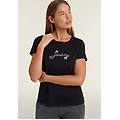 t-shirt in cotone supima con logo in paillettes bicolore nero donna small