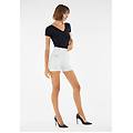 shorts wr. up in tessuto denim navetta ecologico vita super alta con zip bianco donna extra large