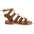 sandali bassi donna gladiatori cognac in camoscio