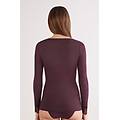 maglia scollo a v in modal con cashmere ultralight e pizzo donna bordeaux taglia l