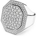 anello cocktail dextera forma ottagonale bianco placcato rodio 60