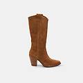 stivali western in suede da donna tan