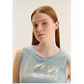 canotta con logo e grafica animalier azzurro donna medium