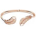 bracciale rigido nice piuma bianco placcato color oro rosa l