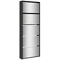 - scarpiera con specchio a 5 livelli nera 63x17x169 5 cm