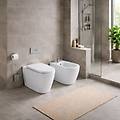 coppia sanitari wc da terra e bidet collezione comoda ceramica bianca con sedile incluso