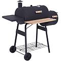 barbecue a carbone con coperchio. affumicatore e ruote nero
