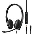 epos on-ear doublesided usb-c headset 3. 5mm jack and detachable usb cable with in-line call