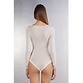body manica lunga modal ultralight con cashmere e pizzo donna avorio taglia s