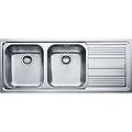 lavello integrato 2 vasche con gocciolatoio a destra logica line l 116 x l 50 cm argento