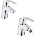 eurosmart set miscelatori rubinetto monocomando starlight cromo in metallo per lavabo e bidet