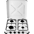 pf02118fg fornello a gas 4 fuochi in acciaio porcellanato 52 cm con coperchio colore bianco