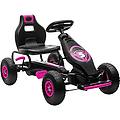 go-kart per bambini 5+ anni con pedali e sedile regolabile. rosa e nero