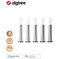 lampione da giardino led kit 5 pezzi rgb wi-fi segnapasso h 36. 5 cm argento 420 lumen ip65