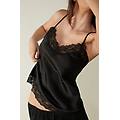 canotta in seta e pizzo donna nero taglia m
