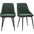 sedie design in tessuto effetto velluto testurizzato verde scuro e metallo nero (set di 2) cult