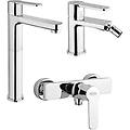 set miscelatori lavabo alto + bidet + esterno doccia rubinetteria eolo ottone cromato per piletta