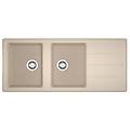 lavello integrato 2 vasche con gocciolatoio laterale destro o sinistro boston l 116 x l 50 cm beige