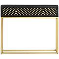 - tavolo consolle nero e oro 90x30x75cm legno massello di mango
