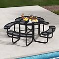 set tavolo da picnic rotondo con 4 panche integrate tavolo da campeggio in metallo con foro per