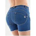 shorts push up wr. up sfrangiati vita regular in denim navetta ecologico clear jeans-yellow seams