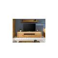mobile tv in legno di quercia selvatica 223x40x53 oliato naturale kent #132
