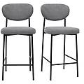 sgabelli da bar fissi in tessuto effetto velluto grigio chiaro testurizzato h65 cm (set di 2) breka