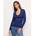 maglia scollo a v basic in tencel modal con seta / blu scuro / xl blu scuro