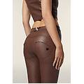 pantaloni wr. up vita regular similpelle stampa leopardata animalier allover brown coated donna