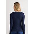 maglia girocollo in modal light con cashmere lam&egrave; donna blu taglia l