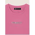 body senza maniche in jersey stretch con logo strass rosa scuro donna small