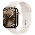 watch series 10 serie 10 gps + cellular 42mm cassa in titanio color oro con galassia sport band m/l