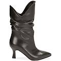ankle boots neri in pelle tacco 7 cm