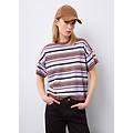 - t-shirt in puro cotone a righe multicolor oversize fit donna rosso/viola taglia xs