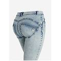 jeans push up wr. up straight risvolto sul fondo a contrasto denim bleach blue seams donna large