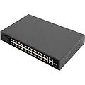 switch di rete fast ethernet poe a 26 porte 24x 100 mbps rj45 + 1x gbps rj45 combo + 1x porta sfp 19