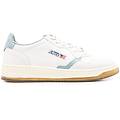 sneaker in pelle bianca inserti azzurri