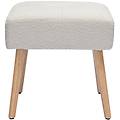 sgabello basso in tessuto effetto lana bouclé bianco e legno massello chiaro h46 cm guesta