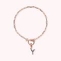 bracciale catena forzatina con pendente lettera pav&eacute; in cubic zirconia