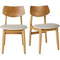 sedie scandinave in legno chiaro e tessuto effetto velluto testurato beige (set di 2) elion