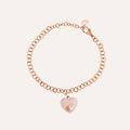 bracciale con catena in acciaio rosato e strass e charm a forma di cuore collezione lady sweet