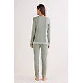 pigiama lungo in modal con pizzo donna verde taglia l