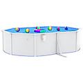 - piscina con pareti in acciaio ovale 490x360x120 cm bianca