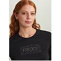 t-shirt comfort manica lunga con retro stampato nero donna extra large