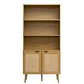 libreria in legno chiaro intreccio di rattan e metallo nero l90 manille