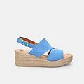 sandali in suede con zeppa da donna blu